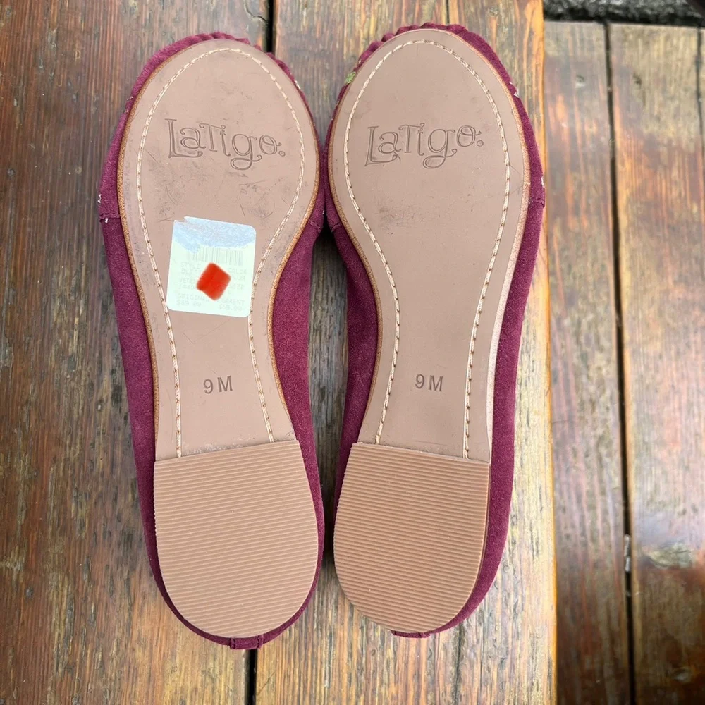 LATIGO BLISS ANTHROPLOGIE SUEDE LEATHER SLIP ON FLATS SIZE 9 - Picture 9 of 12